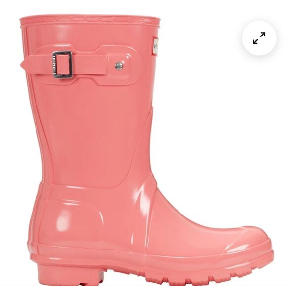 Hunter Original Short Gloss Rain Boots- Medium Pink - Picture 2 of 11